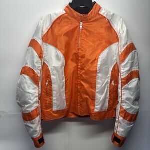 Revolution Gear Vintage Women's Motorcycle Jacket XXL Orange & White Racing